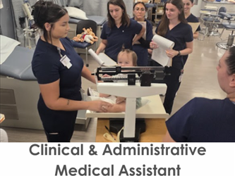 Medical Assistant students work in the classroom with volunteers