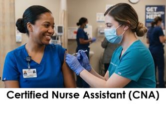 A CNA gets her shots updated