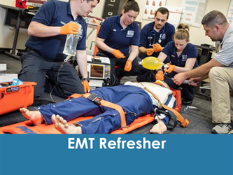 EMTs review procedures with an instructor