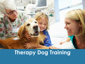A patient is visited by a young child and a nurse who brought a therapy dog